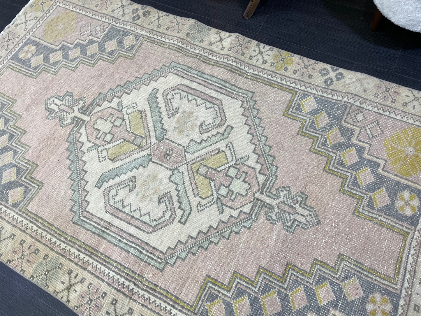 Turkish Rug, Muted Oushak 3.7 x 6 Rug, Hand Knotted Rug, Wool Persian Rugs, Antique Rug, Vintage Rug, Handmade Rug