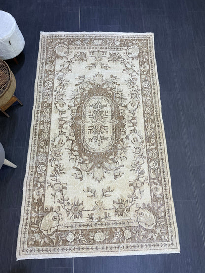 Neutral Rug, Persian RUG, Oushak 4x7 Rug, TURKISH Rug, Handknotted Rug, Oriental Rug, Vintage Rug, Handmade Rug, Antique Rug, woven rug.