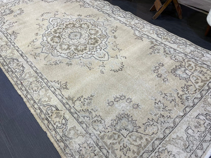 Antique Rug, Neutral Rug, Persian 4x8 RUG, Oushak Rug, TURKISH Rug, Handknotted Rug, Distressed Rug, Vintage Rug, Handmade Rug, woven rug.