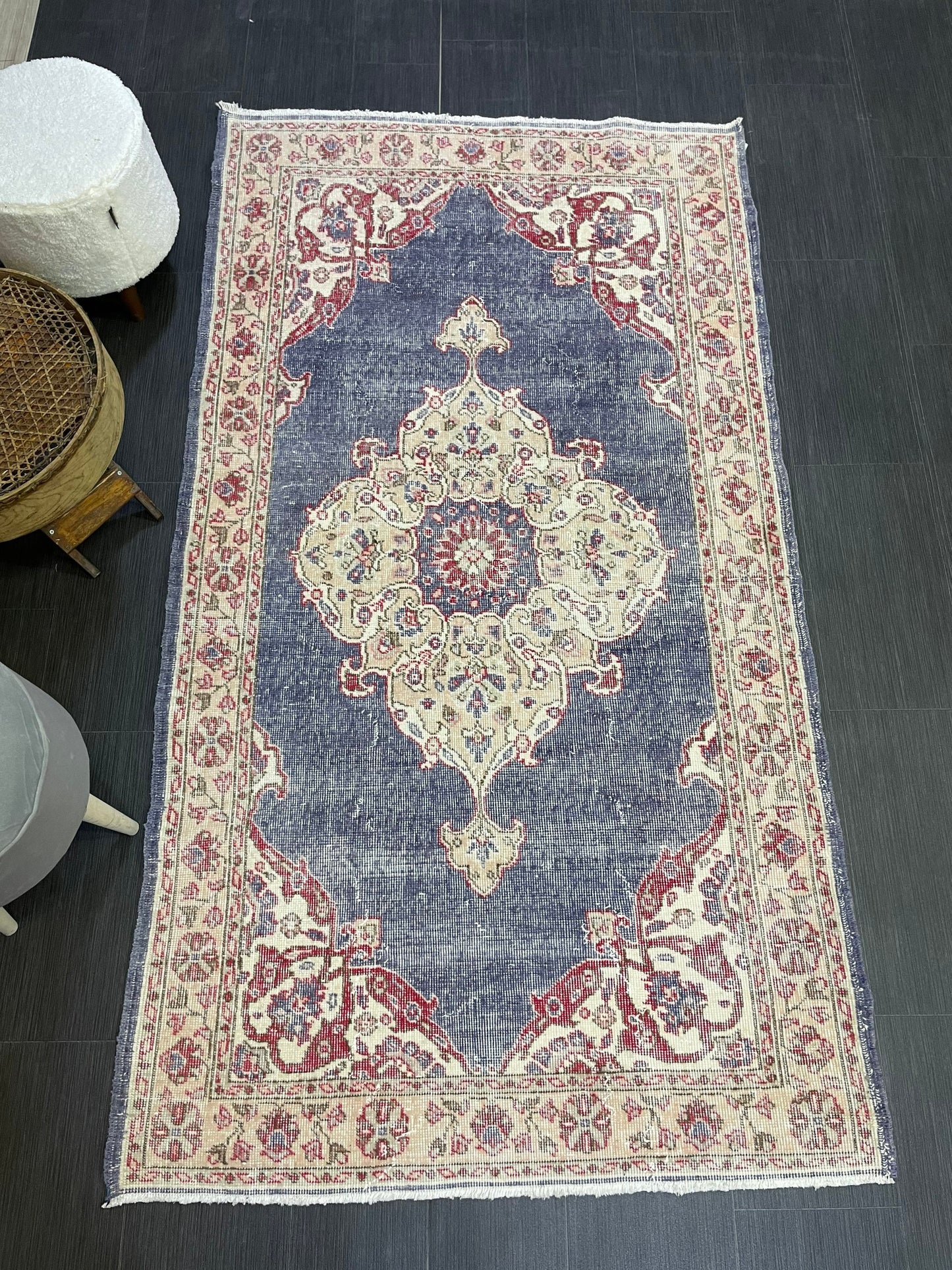 Persian Rug, Turkish Rug, Antique 4x7 Rug, Neutral Rug, Oushak Rug, Hand knotted Rug, Distressed Rug, Vintage Rug, Handmade Rug, woven rug.