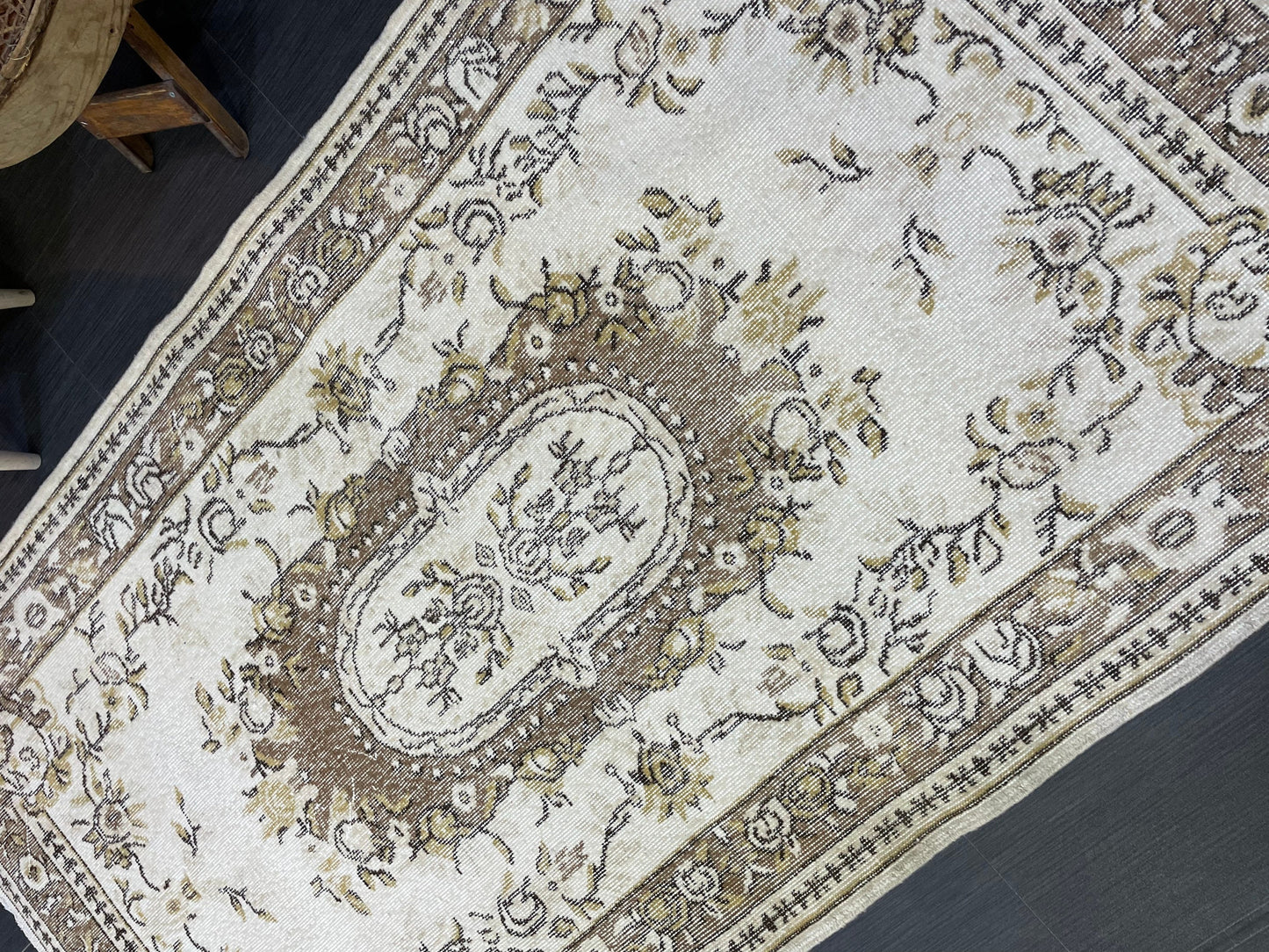 Neutral Rug, Neutral Persian 4 x 7.2 RUG, Oushak Rug, TURKISH Rug, Handknotted Rug, Oriental Rug, Vintage Rug, Handmade Rug, Antique Rug,