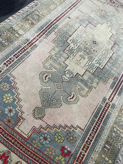 OUSHAK RUG, TURKISH 4.2 x 7.6 Rug, Vintage Rug, Vintage Oriental Rug, Wool Hand Knotted Rug, Handmade Rug, Antique Turkish Rug.