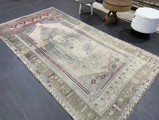 OUSHAK RUG, TURKISH 4.2 x 7.6 Rug, Vintage Rug, Vintage Oriental Rug, Wool Hand Knotted Rug, Handmade Rug, Antique Turkish Rug.