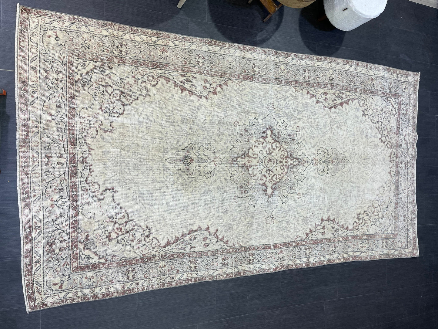Persian Rug, Neutral Turkish Rug, Antique 5.2 x 9.8 Rug, Neutral Rug, Oushak Rug, Hand knotted Rug, Distressed Rug, Vintage Rug, Handmade