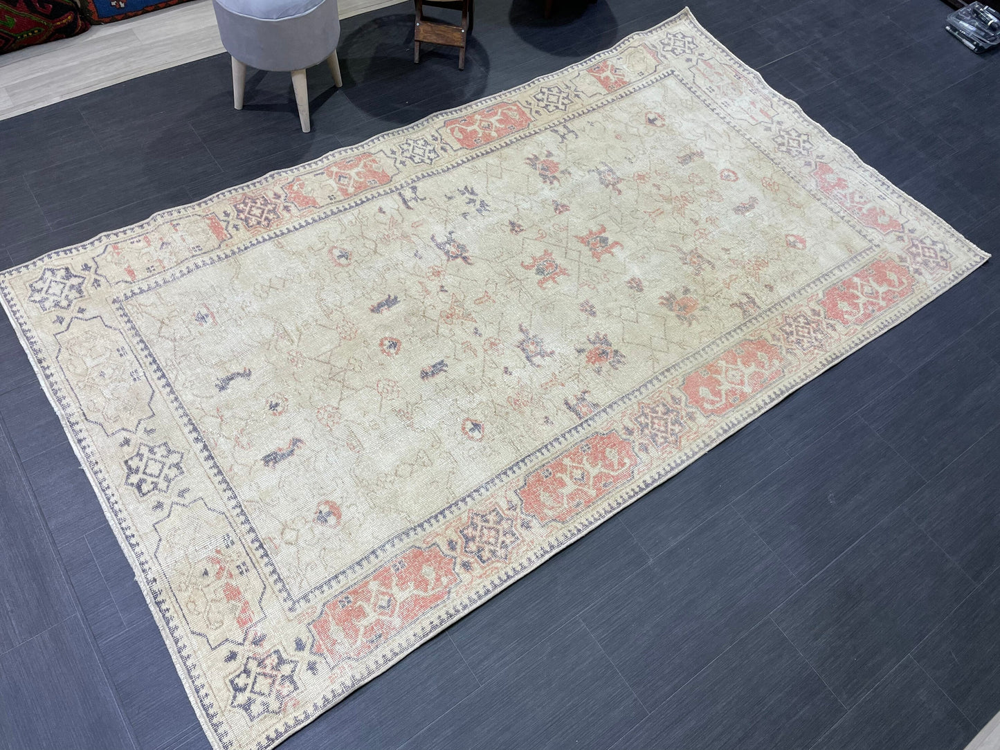 Distressed Vintage Rug, Persian 4.9 x 8.5 Rug, Handmade Rug, Antique Rug, Rustic Rug, Turkish Rug, Farmhouse Rug, Wool rug