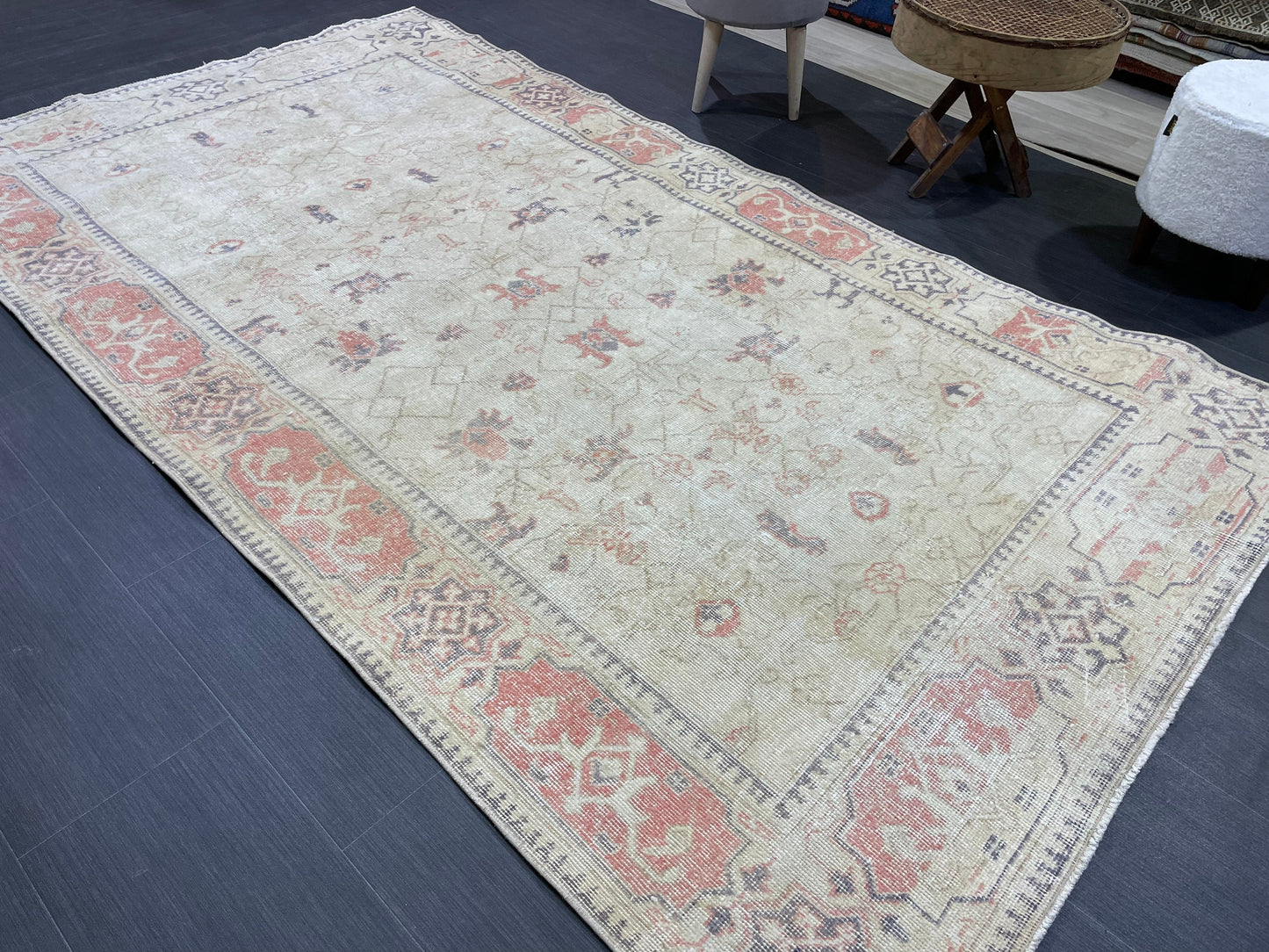 Distressed Vintage Rug, Persian 4.9 x 8.5 Rug, Handmade Rug, Antique Rug, Rustic Rug, Turkish Rug, Farmhouse Rug, Wool rug