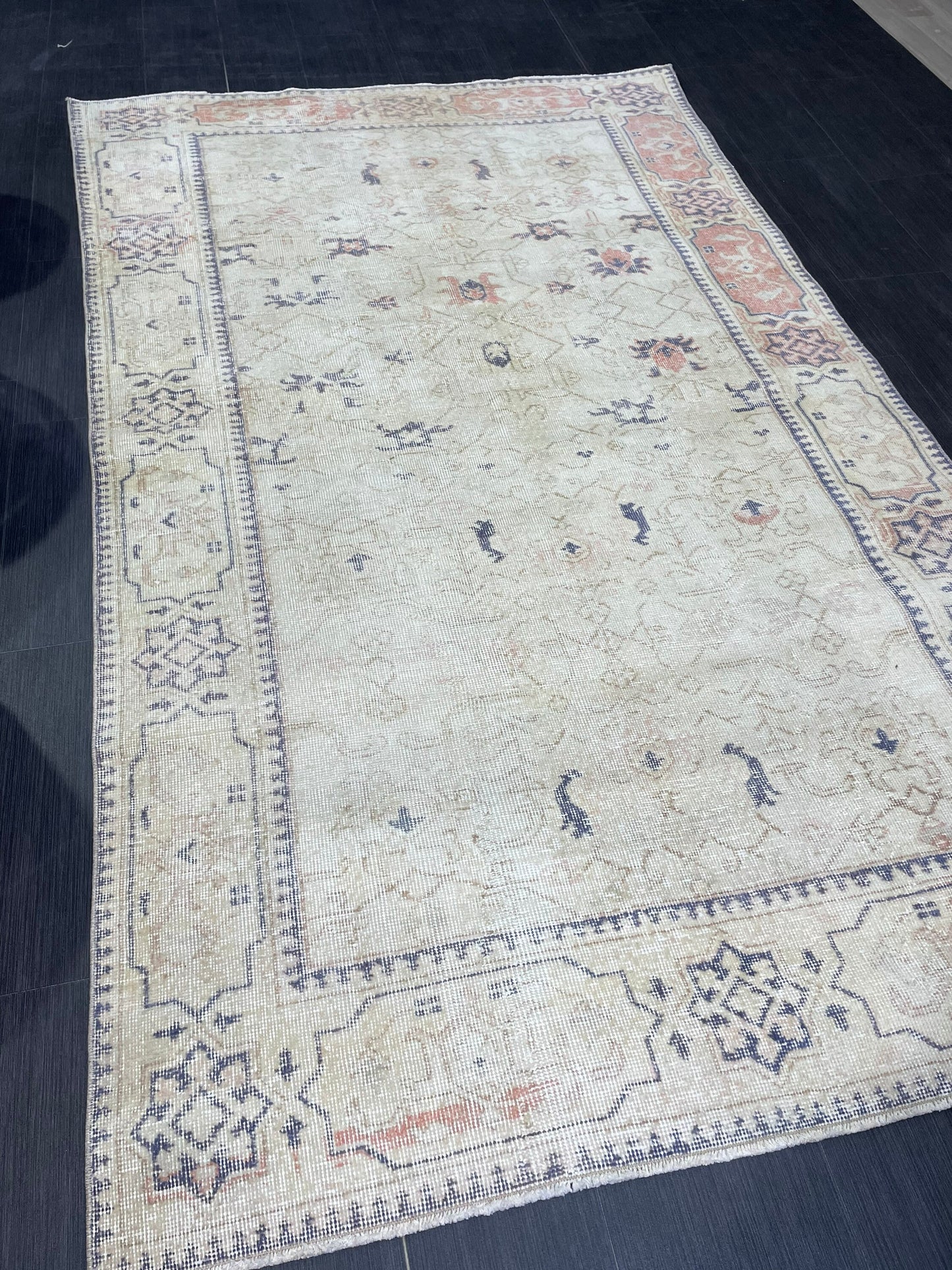 Distressed Persian Rug, Vintage 5 x 8.3 Rug, Handmade Rug, Antique Rug, Rustic Rug, Turkish Rug, Farmhouse Rug, Wool rug