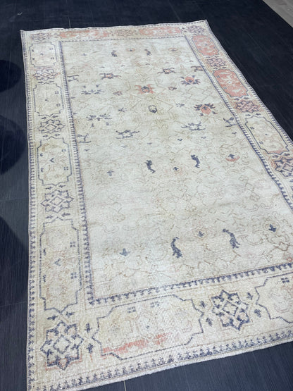 Distressed Persian Rug, Vintage 5 x 8.3 Rug, Handmade Rug, Antique Rug, Rustic Rug, Turkish Rug, Farmhouse Rug, Wool rug