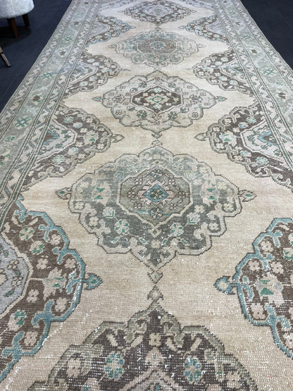 Muted Persian Runner Rug, Muted Vintage 4.7 x 12.5 Runner Rug, Hallway Runner Rug, Kitchen Runner Rug Wool Runner Rug, Handmade Runner Rug