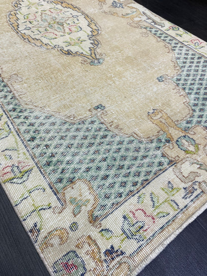 Persian Rug, Turkish 3.7 x 7 Rug, Vintage Rug, Hallway Rug, Kitchen Rug, Wool Rug, Oushak Rug, Handmade Rug, Hand Knotted Rugs