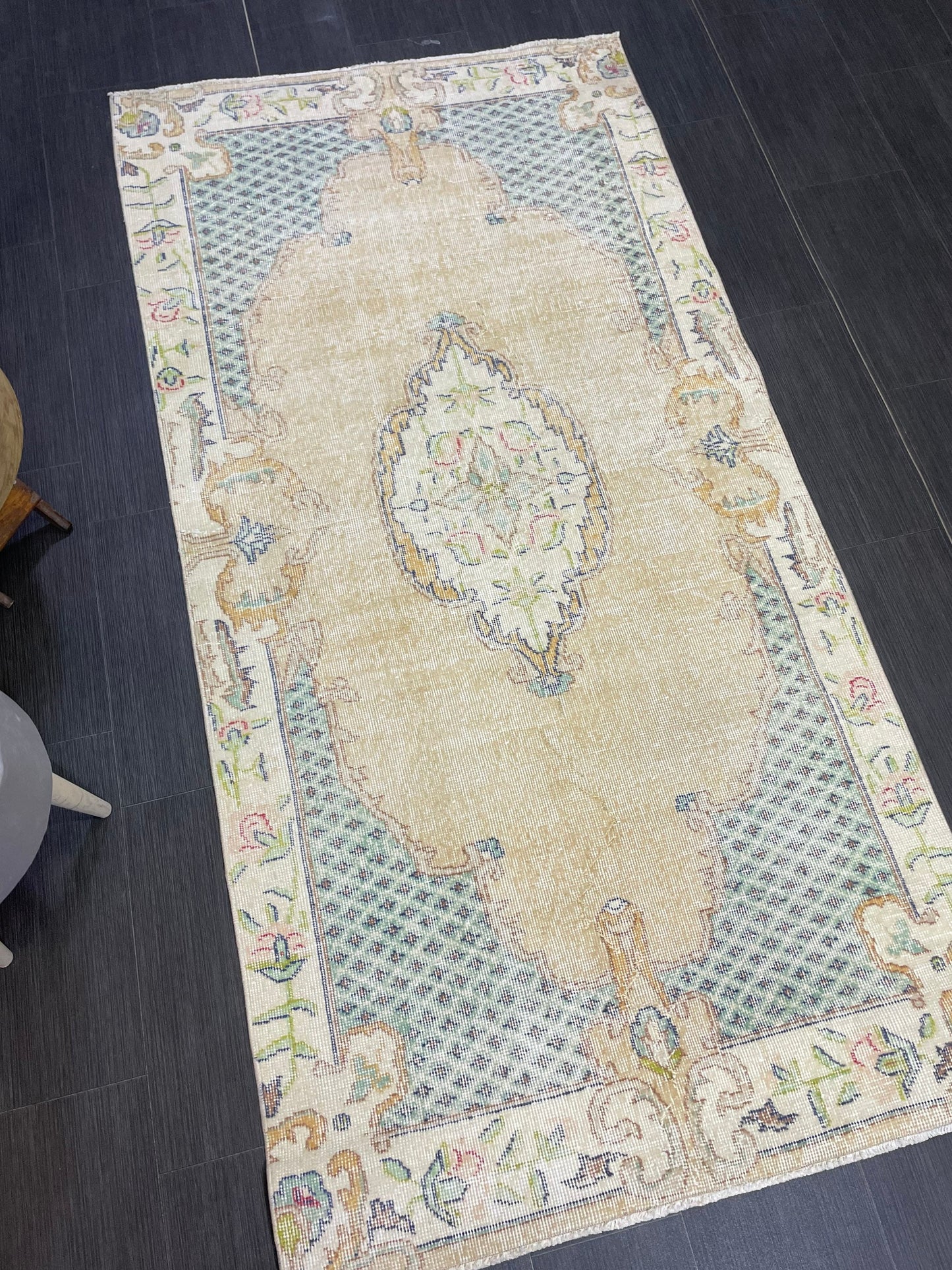 Persian Rug, Turkish 3.7 x 7 Rug, Vintage Rug, Hallway Rug, Kitchen Rug, Wool Rug, Oushak Rug, Handmade Rug, Hand Knotted Rugs