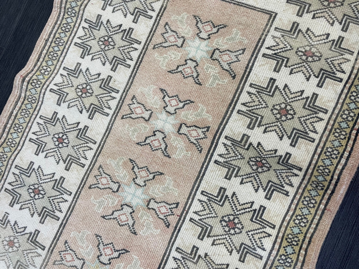 Vintage Oushak 2.10 x 4.3 Rug, Vintage Rug, Wool Muted Hand Knotted Rug, Handmade Rugs Vintage Turkish Rug