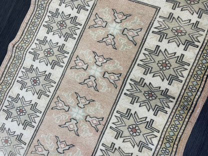 Vintage Oushak 2.10 x 4.3 Rug, Vintage Rug, Wool Muted Hand Knotted Rug, Handmade Rugs Vintage Turkish Rug