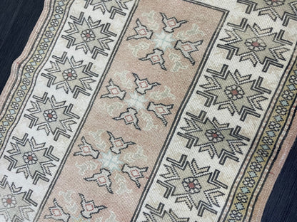 Vintage Oushak 2.10 x 4.3 Rug, Vintage Rug, Wool Muted Hand Knotted Rug, Handmade Rugs Vintage Turkish Rug