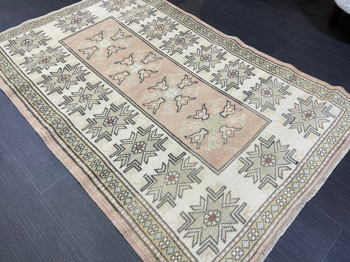 Vintage Oushak 2.10 x 4.3 Rug, Vintage Rug, Wool Muted Hand Knotted Rug, Handmade Rugs Vintage Turkish Rug