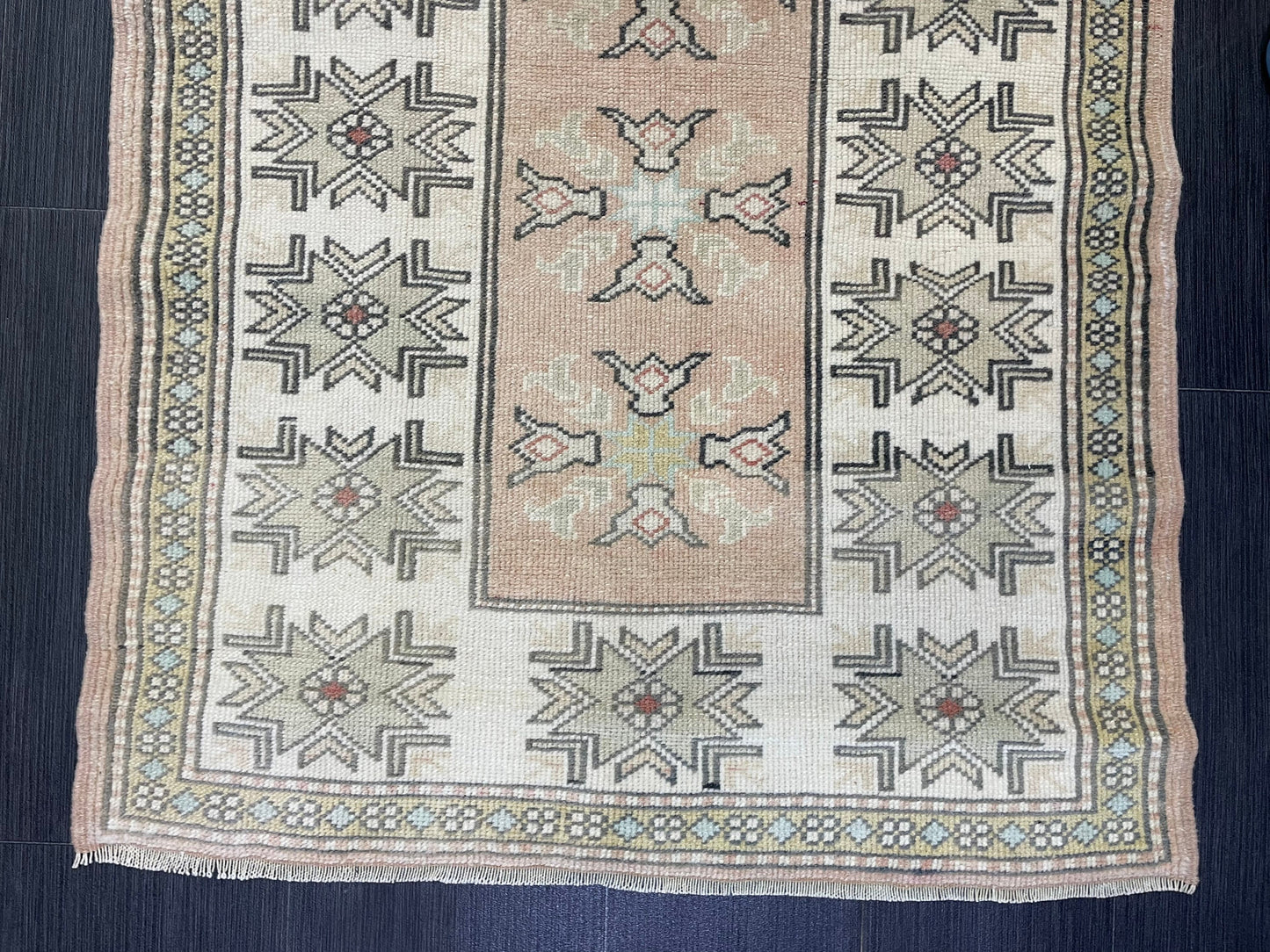 Vintage Oushak 2.10 x 4.3 Rug, Vintage Rug, Wool Muted Hand Knotted Rug, Handmade Rugs Vintage Turkish Rug