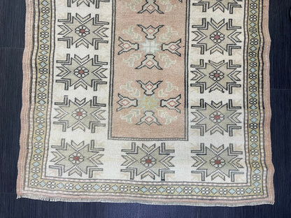 Vintage Oushak 2.10 x 4.3 Rug, Vintage Rug, Wool Muted Hand Knotted Rug, Handmade Rugs Vintage Turkish Rug