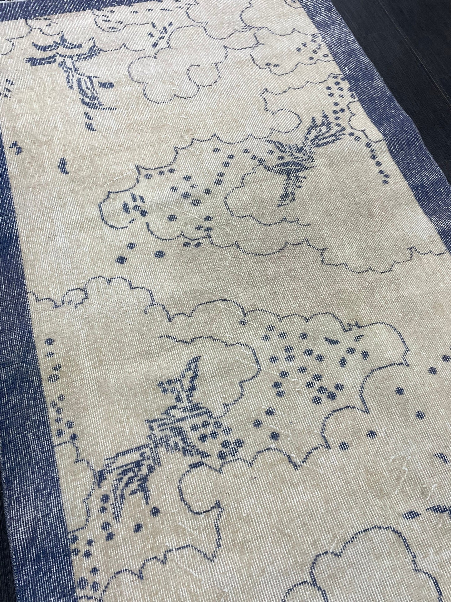 Bathroom Handmade Rug, Vanity 3.8 x 6.9 Rug , Oushak Rug, Wool Oriental Rug, Persian Rug, Vintage Turkish Rug Hand Knotted Wool Rug