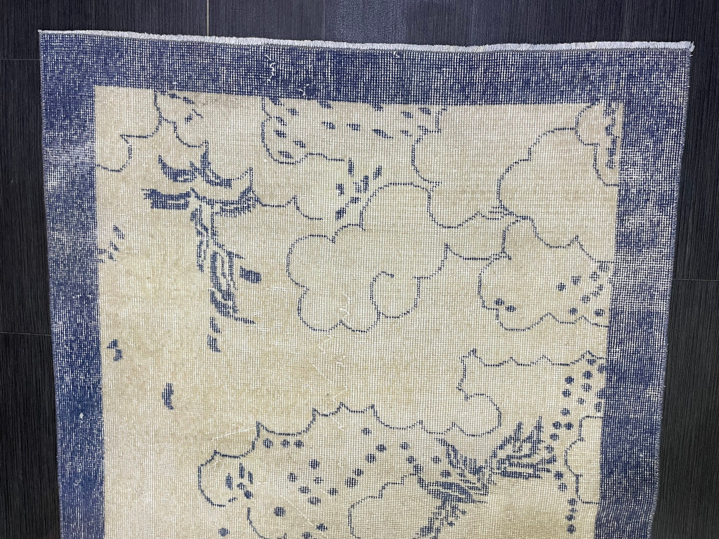 Bathroom Handmade Rug, Vanity 3.8 x 6.9 Rug , Oushak Rug, Wool Oriental Rug, Persian Rug, Vintage Turkish Rug Hand Knotted Wool Rug