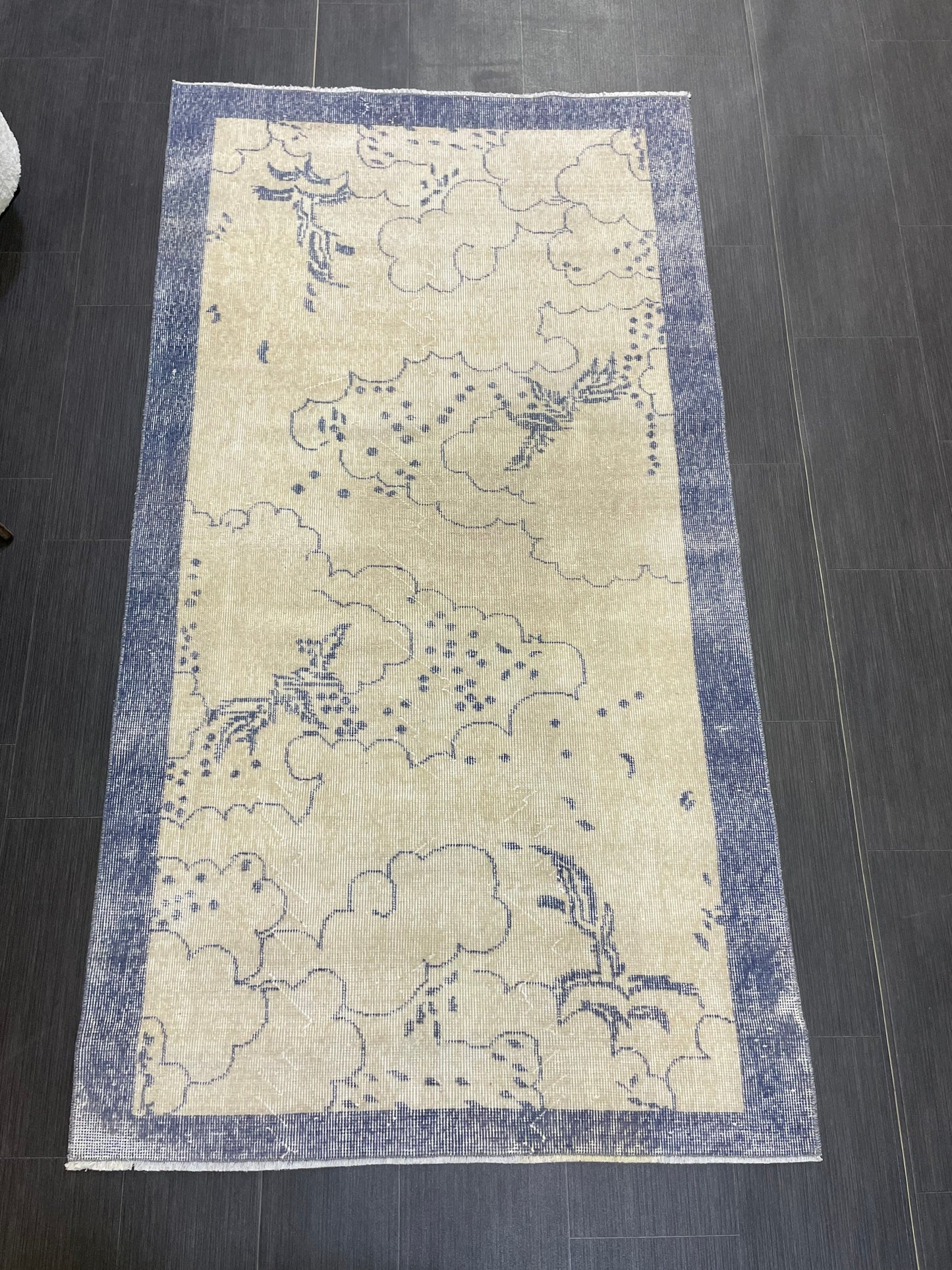 Bathroom Handmade Rug, Vanity 3.8 x 6.9 Rug , Oushak Rug, Wool Oriental Rug, Persian Rug, Vintage Turkish Rug Hand Knotted Wool Rug