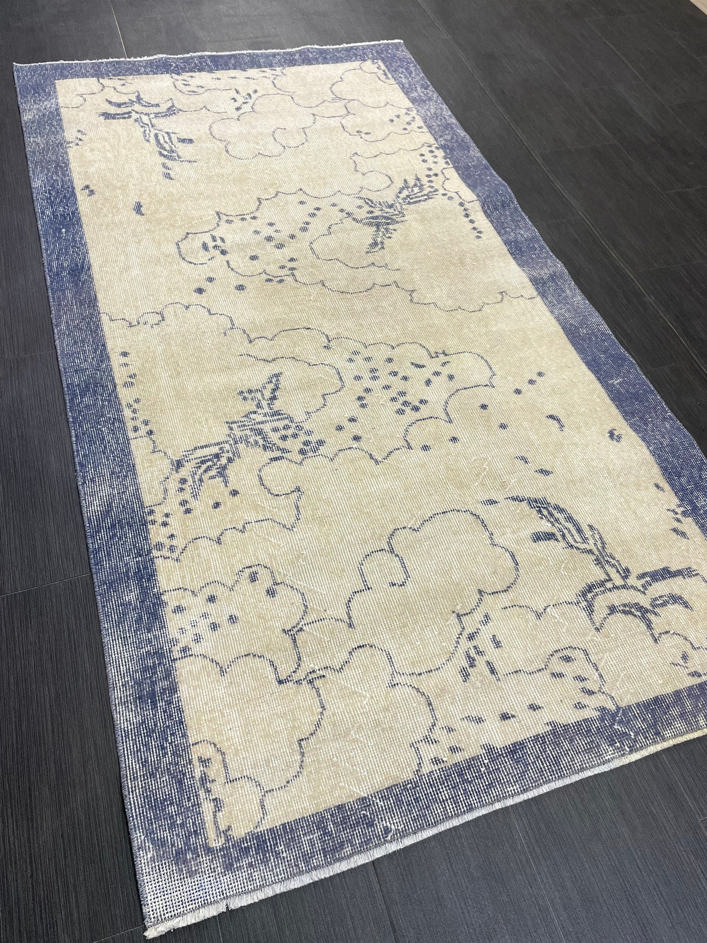 Bathroom Handmade Rug, Vanity 3.8 x 6.9 Rug , Oushak Rug, Wool Oriental Rug, Persian Rug, Vintage Turkish Rug Hand Knotted Wool Rug