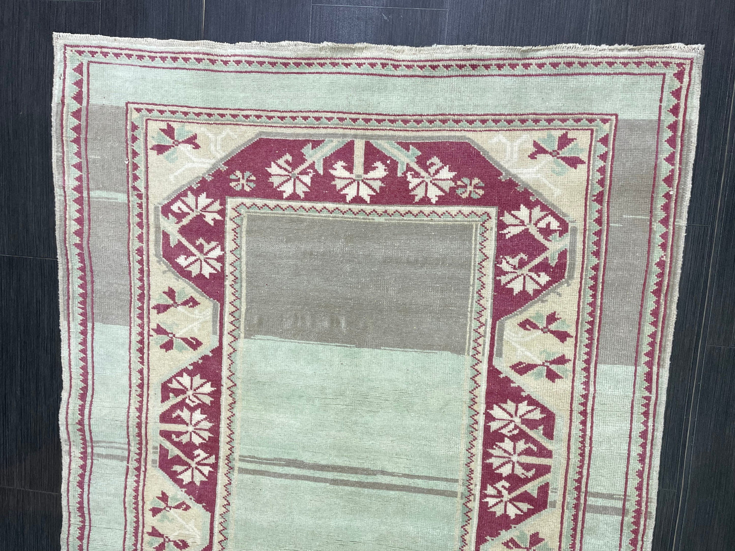 Turkish Rug, Hand Knotted 4x5 Rug, Brown Vintage Rug, Wool Muted Oushak Rug Handmade Rugs Vintage Turkish Rug, bathroom Rug