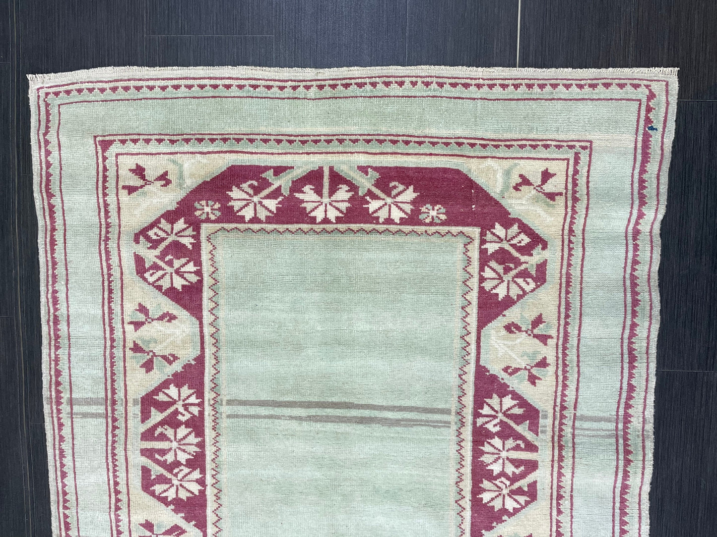 Turkish Rug, Hand Knotted 4x5 Rug, Brown Vintage Rug, Wool Muted Oushak Rug Handmade Rugs Vintage Turkish Rug, bathroom Rug