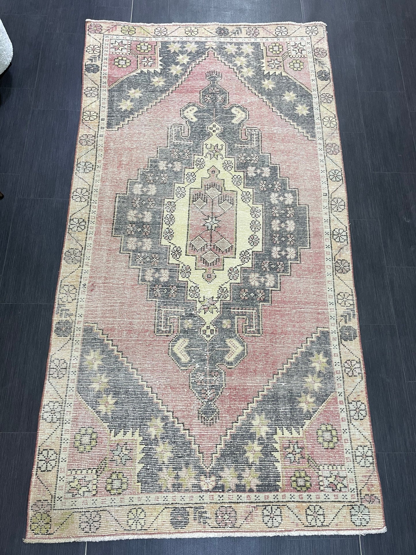 Turkish Muted 4.3 x 8 Rug, Oriental Rug, Large Area Rug, Distressed Vintage Rug, Oushak Rug, Muted Rug Hand Knotted Rug, Handmade Rugs
