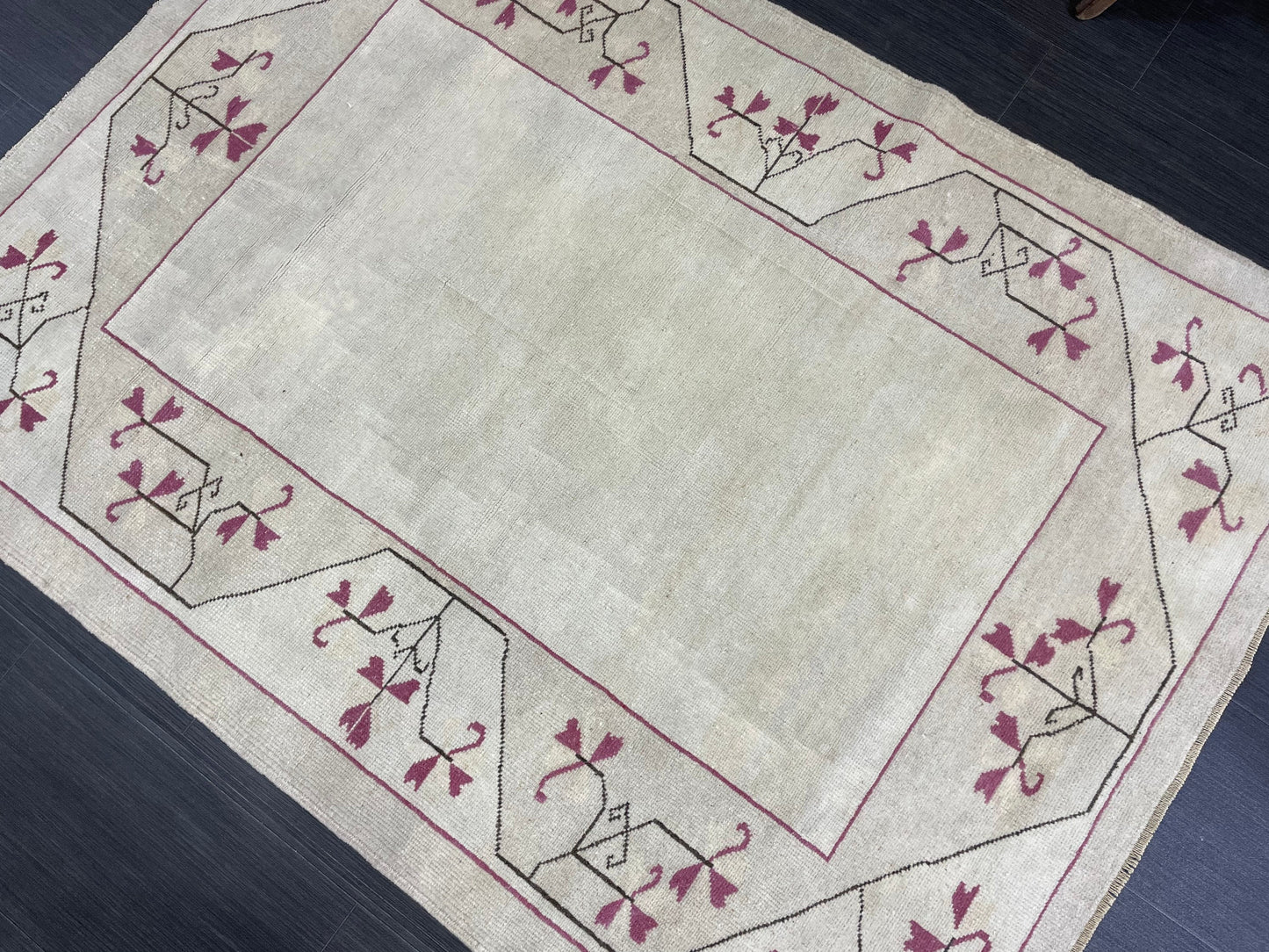 Bathroom Handmade Rug, Vanity 4 x 5.6 Rug , Oushak Rug, Wool Oriental Rug, Persian Rug, Vintage Turkish Rug Hand Knotted Wool Rug