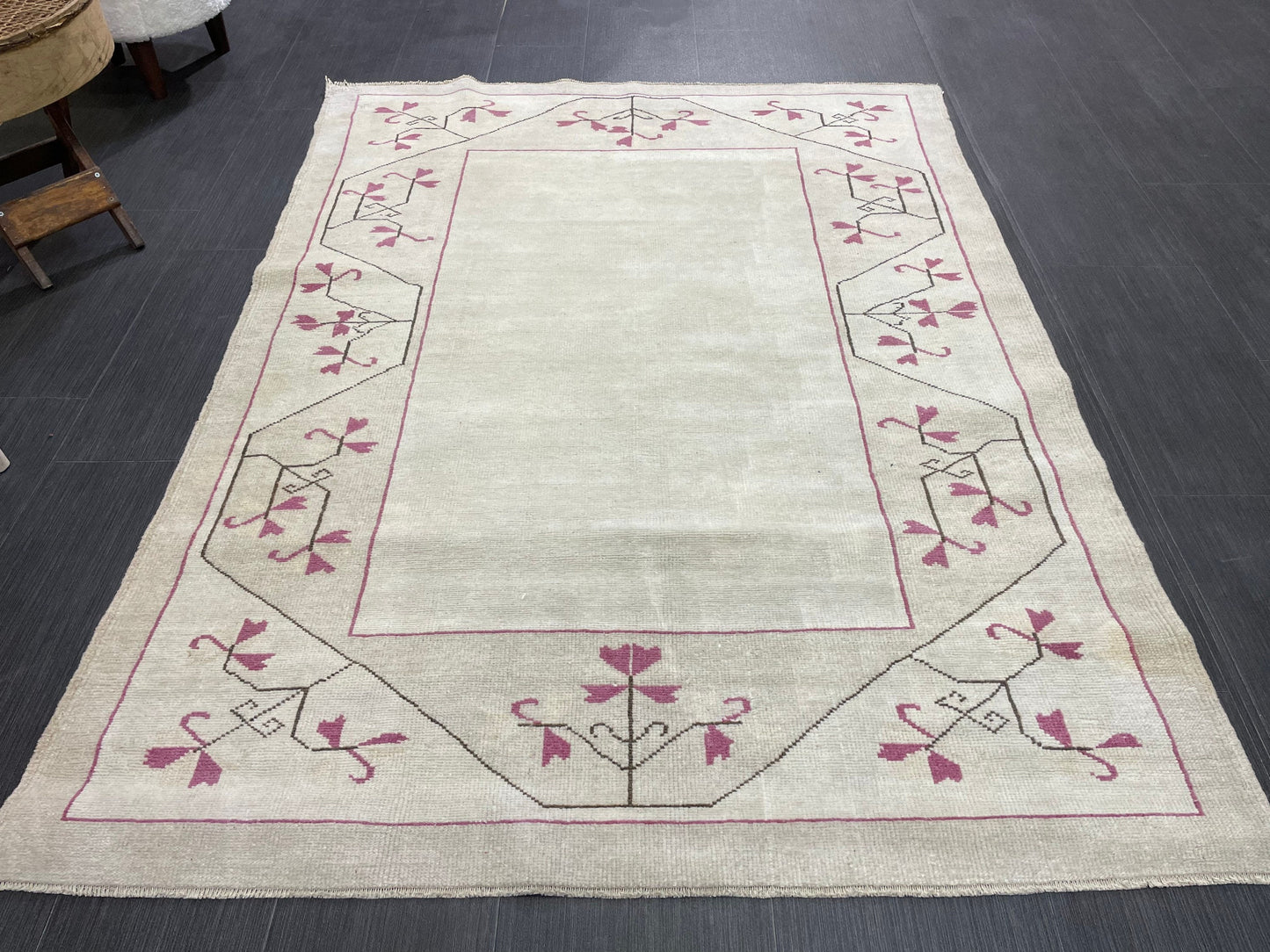 Bathroom Handmade Rug, Vanity 4 x 5.6 Rug , Oushak Rug, Wool Oriental Rug, Persian Rug, Vintage Turkish Rug Hand Knotted Wool Rug