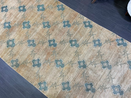 Turkish Rug, Vintage 3.8 x 9.9 Rug,Handmade Oushak Rug, Farmhouse Rug, Wool Rug, Wool Pile Rug Rustic Rug Bohemian Rug Vintage Turkish Rug