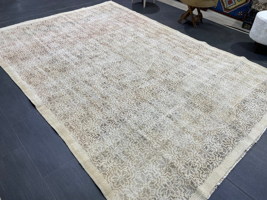 Antique WOOL RUG, Vintage 6x9 Rug, Turkish Oushak Rug, Handmade Rug, Distressed Rug, Oushak Rug, Farmhouse  Rug, Oriental Rug,Rustic Rug