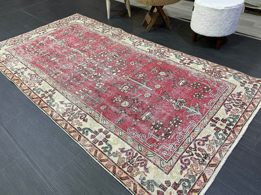 Persian RUG, TURKISH Rug, Handknotted 3.8 x 7 Rug, Oriental Rug, Vintage Rug, Handmade Rug, Turkish Rug Antique Rug