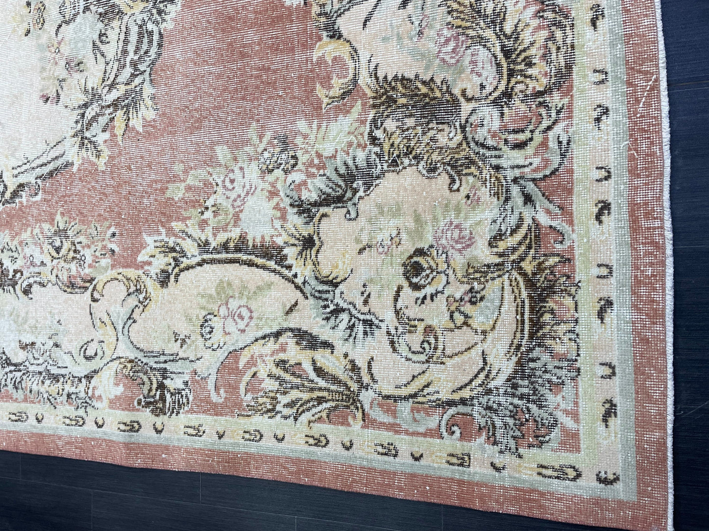 Persian Rug, Muted Vintage 7x11 Rug , Muted Oushak Rug, Rustic Rug, Turkish Rug, Farmhouse Rug, Wool rug