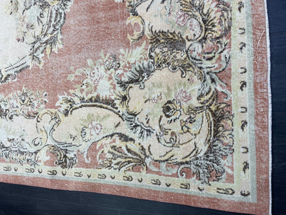 Persian Rug, Muted Vintage 7x11 Rug , Muted Oushak Rug, Rustic Rug, Turkish Rug, Farmhouse Rug, Wool rug