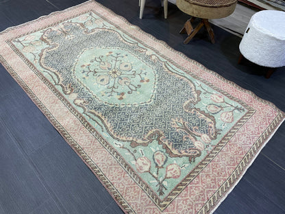 Persian RUG, Oushak 3.9 x 7 Rug, TURKISH Rug, Handknotted Rug, Oriental Rug, Vintage Rug, Handmade Rug, Antique Rug, woven rug.