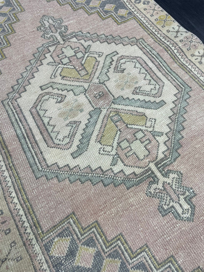 Turkish Rug, Muted Oushak 3.7 x 6 Rug, Hand Knotted Rug, Wool Persian Rugs, Antique Rug, Vintage Rug, Handmade Rug