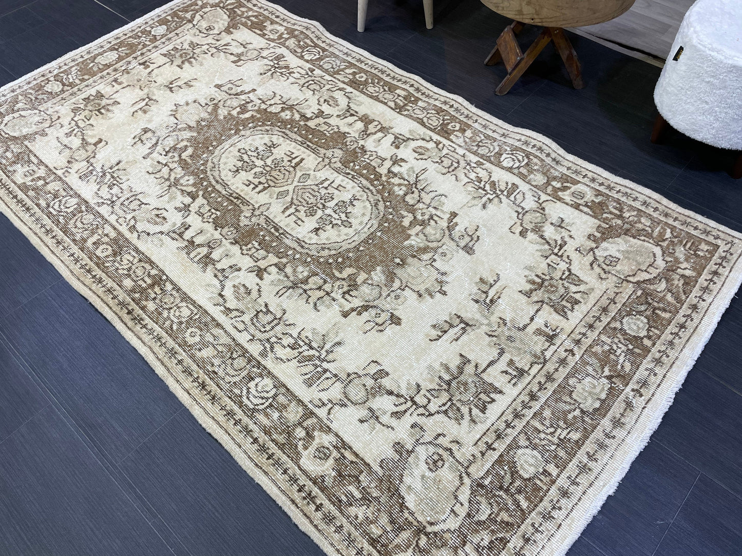 Neutral Rug, Persian RUG, Oushak 4x7 Rug, TURKISH Rug, Handknotted Rug, Oriental Rug, Vintage Rug, Handmade Rug, Antique Rug, woven rug.