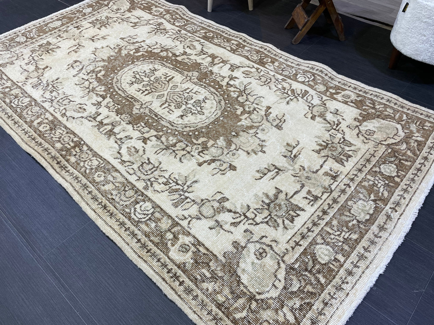 Neutral Rug, Persian RUG, Oushak 4x7 Rug, TURKISH Rug, Handknotted Rug, Oriental Rug, Vintage Rug, Handmade Rug, Antique Rug, woven rug.