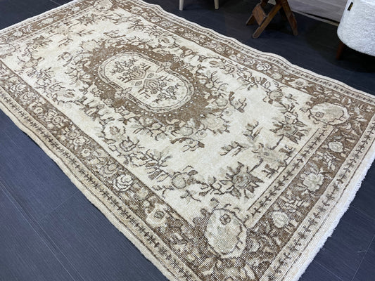 Neutral Rug, Persian RUG, Oushak 4x7 Rug, TURKISH Rug, Handknotted Rug, Oriental Rug, Vintage Rug, Handmade Rug, Antique Rug, woven rug.