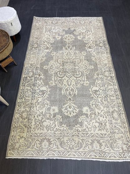 Turkish Rug, Antique Rug, Neutral 4x7 Rug, Persian RUG, Oushak Rug, Hand knotted Rug, Distressed Rug, Vintage Rug, Handmade Rug, woven rug.