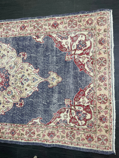 Persian Rug, Turkish Rug, Antique 4x7 Rug, Neutral Rug, Oushak Rug, Hand knotted Rug, Distressed Rug, Vintage Rug, Handmade Rug, woven rug.