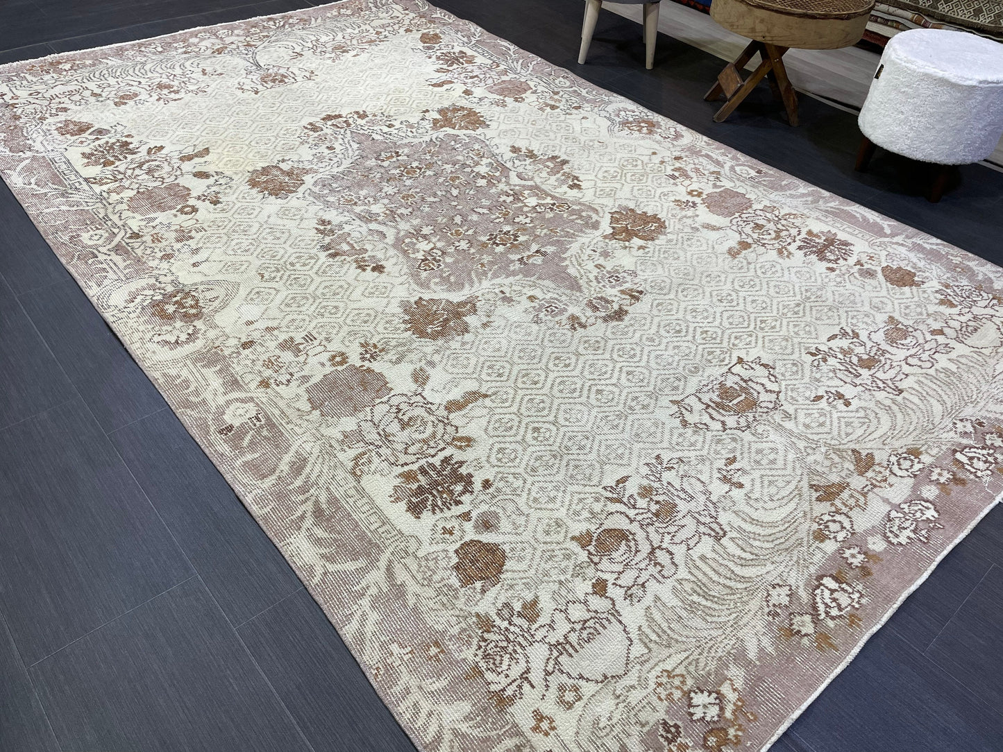 Turkish Rug, Antique Rug, Neutral 5.10 x 9.4 Rug, Persian RUG, Oushak Rug, Hand knotted Rug, Distressed Rug, Vintage Rug, Handmade Rug,