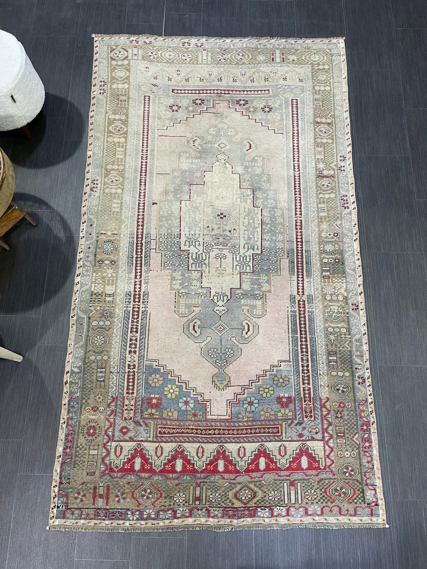 OUSHAK RUG, TURKISH 4.2 x 7.6 Rug, Vintage Rug, Vintage Oriental Rug, Wool Hand Knotted Rug, Handmade Rug, Antique Turkish Rug.