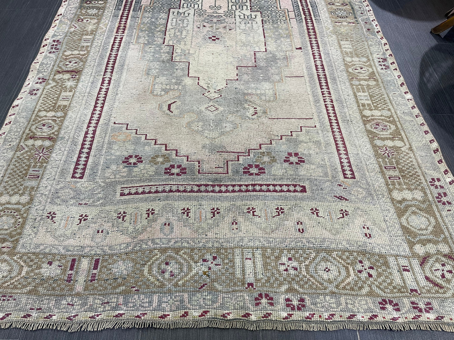 OUSHAK RUG, TURKISH 4.2 x 7.6 Rug, Vintage Rug, Vintage Oriental Rug, Wool Hand Knotted Rug, Handmade Rug, Antique Turkish Rug.