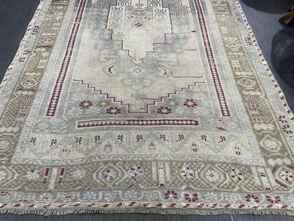 OUSHAK RUG, TURKISH 4.2 x 7.6 Rug, Vintage Rug, Vintage Oriental Rug, Wool Hand Knotted Rug, Handmade Rug, Antique Turkish Rug.