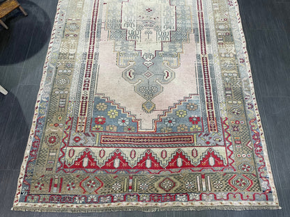 OUSHAK RUG, TURKISH 4.2 x 7.6 Rug, Vintage Rug, Vintage Oriental Rug, Wool Hand Knotted Rug, Handmade Rug, Antique Turkish Rug.