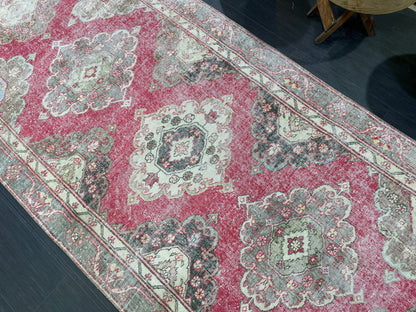 Turkish Runner Rug, Persian Distressed Runner 4.3 x 11.7 Rug, Vintage Runner Rug, Hallway Runner Rug,  Kitchen Runner Rug, Wool Runner Rug