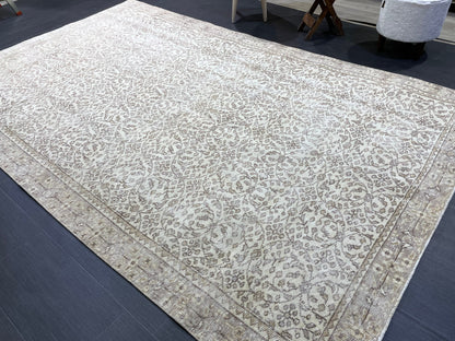 Neutral Vintage Rug, Muted 5.10 x 9.3 Rug, Living Room Rug,Oushak Rug,Hand Knotted Rug, Persian Rug,Turkish Rug, Handmade Rugs