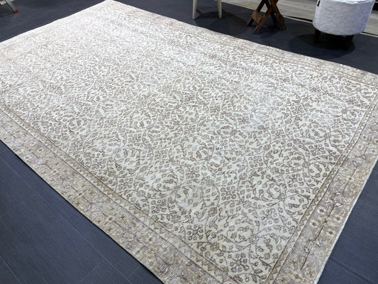 Neutral Vintage Rug, Muted 5.10 x 9.3 Rug, Living Room Rug,Oushak Rug,Hand Knotted Rug, Persian Rug,Turkish Rug, Handmade Rugs